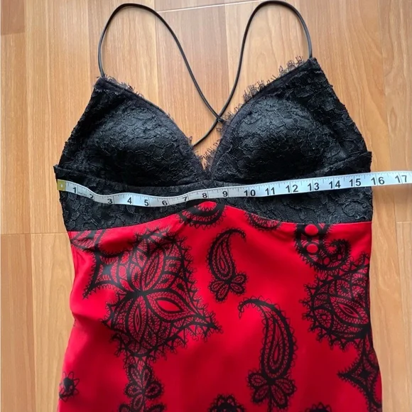 Mary.L Couture Red & Black Silk Lace Maxi Dress Size 8 - Picture 8 of 16